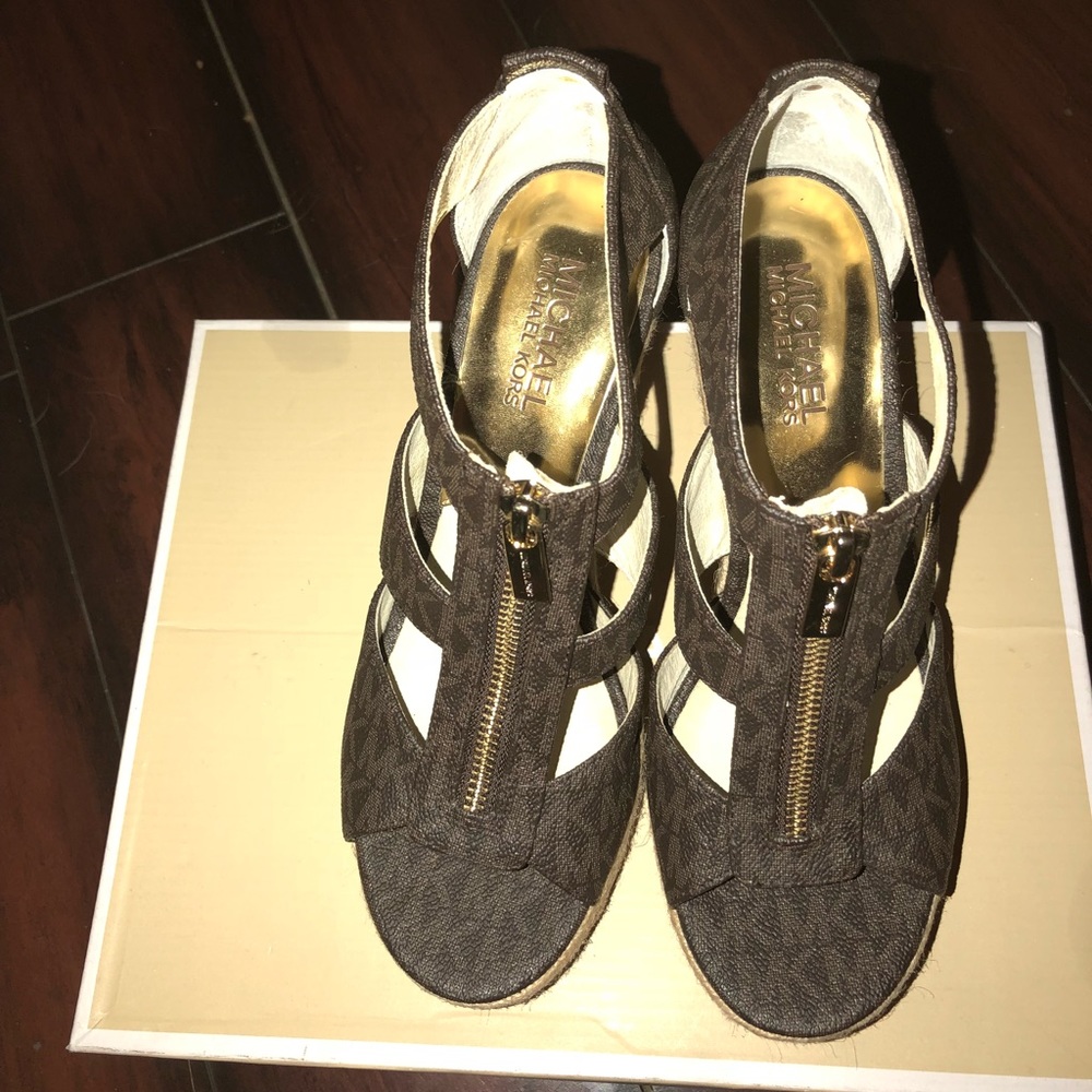 Michael Kors Damita Wedge brown wedges